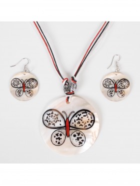Fashion Butterfly Print Necklace and Earrings Set